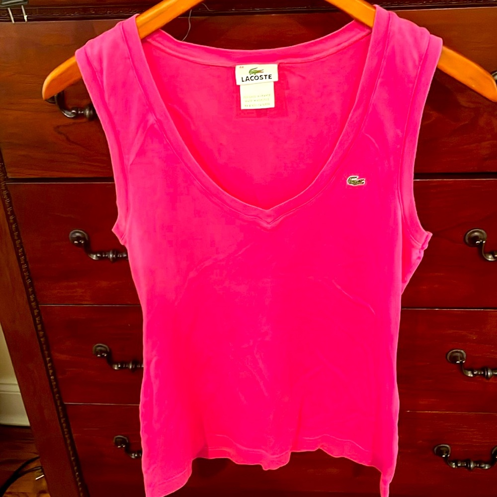 Lacoste Chocolate Pink V Neck Sleeveless tank top Size 44